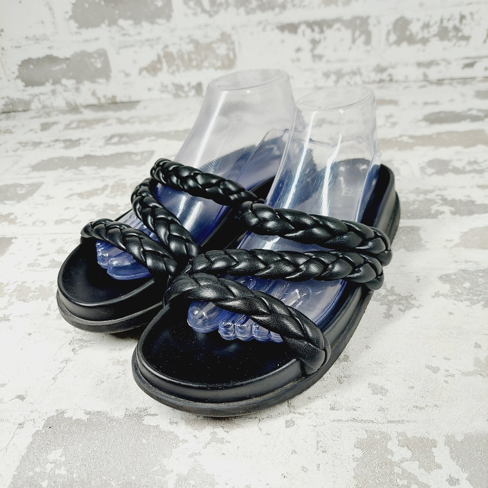 BP Keaton Black Braided Slide Summer Flat Casual Sandals H464 - Picture 2 of 11